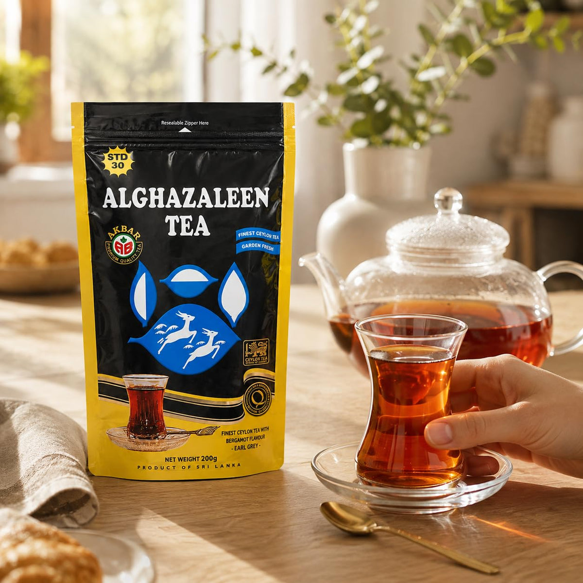 Alghazaleen Loose Leaf Earl Grey Tea, Ceylon Black Tea, 200 g (7.05 oz)