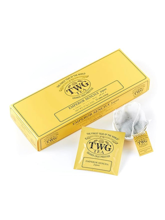 TWG Tea | Emperor Sencha | Green Tea | Japanese Tea | 15 Hand Sewn Cotton Teabags | Gift Set