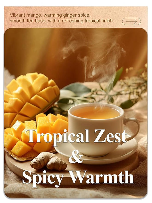 Loomica Mango Ginger Tea Bags, Caffeine-Free, Spiced Herbal Tea with Ginger, Cardamom & Cinnamon, Naturally Sweet & Tropical Vibe