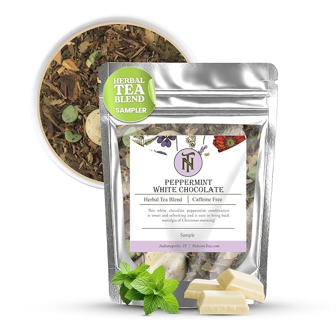 Nelson's Tea - Peppermint White Chocolate - Caffeine Free - Loose Leaf Tea with Green & Red Rooibos
