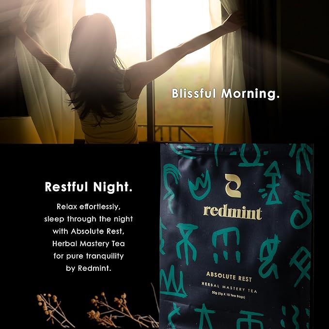 Redmint Absolute Rest Herbal Tea, Natural Sleep Tea Bag for Relaxation and Sleep Support, Rooted in TCM Ingredients with Jujube Date, Barley and Rose