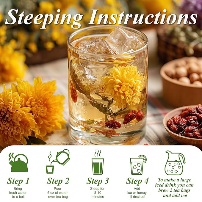 WT Weetee Dandelion Wolfberry Tea Bags 200g 60-80 Cup, 7 Natural Herbal Ingredients Goji Berry Chrysanthemum Cassia Seed