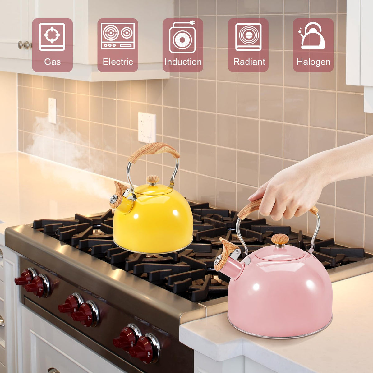 GGC Whistling Tea Kettle for Stove Top, 85OZ/2.6QT Stainless Steel Tea Pot