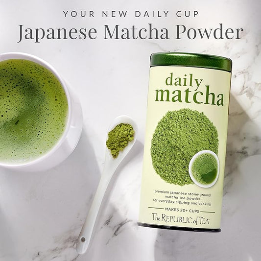 The Republic of Tea Japanese Daily Matcha Powder, 1.5 oz Tin | Matcha Green Tea | Makes 20+ Cups