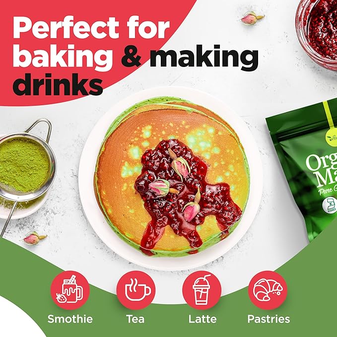 uVernal Organic Matcha Green Tea Powder - 100% Pure Matcha for Smoothies Latte and Baking Easy to Mix - 4oz Kosher Pareve