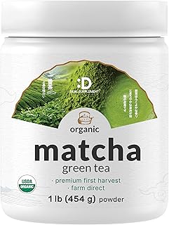 Organic Matcha Green Tea Powder, 1 lb (454g) | First Harvest, Culinary Grade | Japanese Sourced Cafe Mix | Zero Sugar, Keto Friendly, Non-GMO, Vegetarian