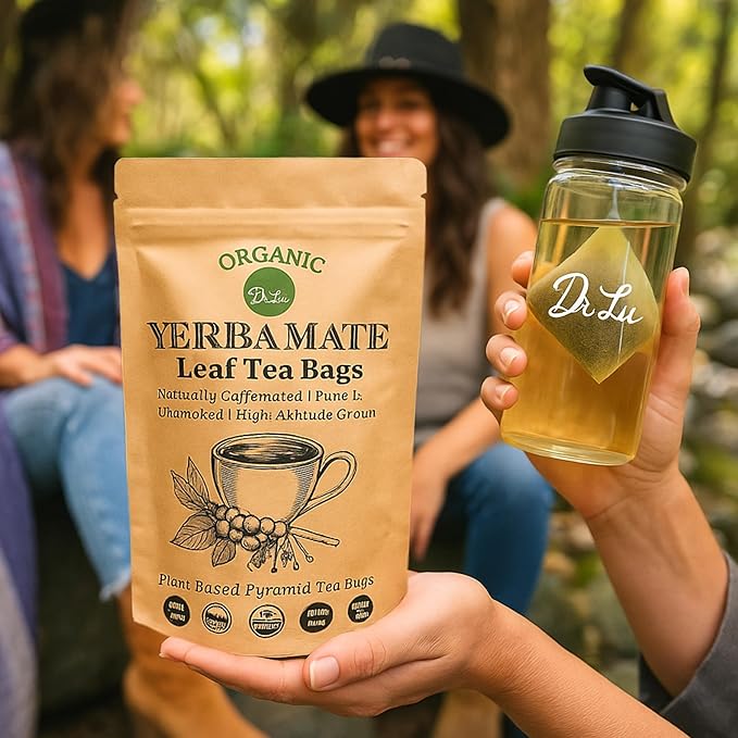 Dr. Lu’s Organic Yerba Mate Tea (Unsmoked) | High-Altitude Grown in Argentina | Naturally Caffeinated Clean Energy & Focus | 30 x 3g Vitality Brew Corn Fiber Pyramid Bags (No Plastic, No Nylon)