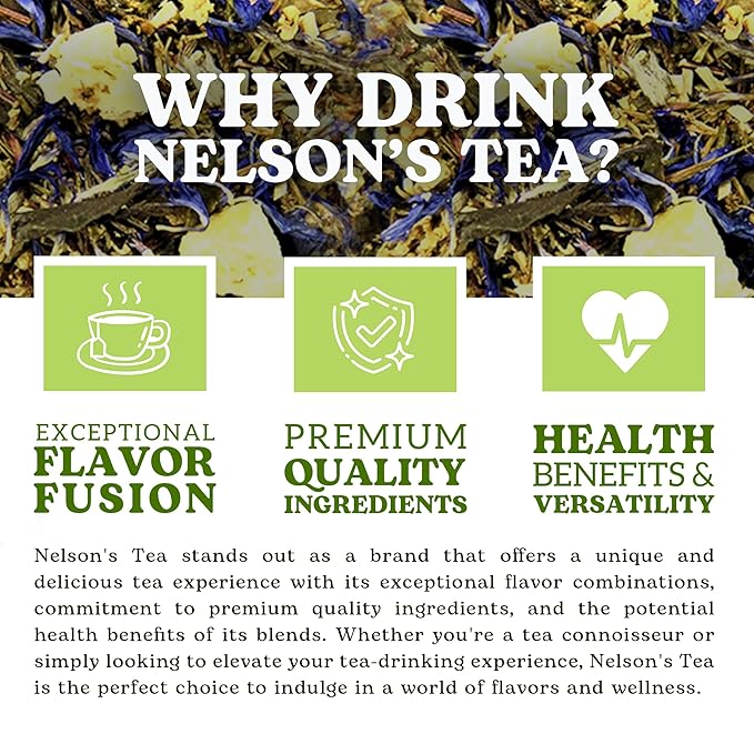 Nelson's Tea Bourbon Ginger Pear - Cut & Sifted Ginger Loose Leaf Tea with Dried Elderflower, Cornflower and Pears (Sample 0.4 Oz)