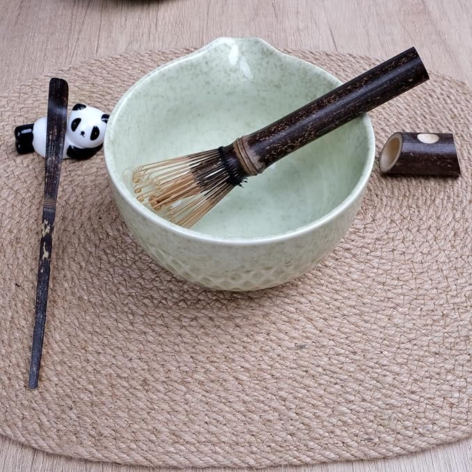 Joyscale Bamboo Matcha Whisk Set, Long Handled Chasen, Scoop(Chashaku), Bamboo Whisk for Matcha Tea, Matcha Chasen(Purple) For Tea Lover Gifts