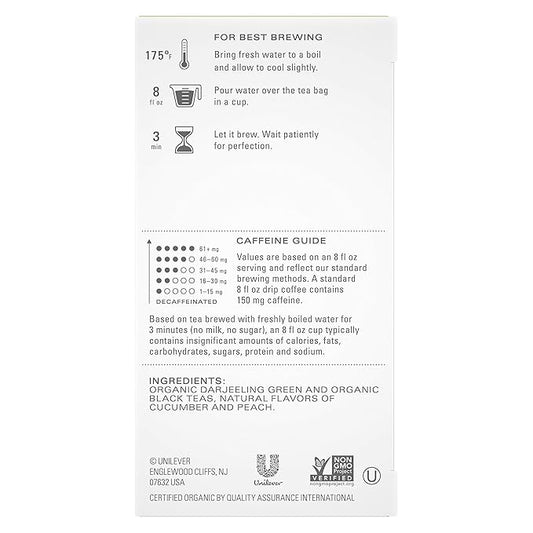 TAZO Organic Peachy Green Tea Bags, Caffeinated Tea, 120 Total Bags (20ct - Pack of 6)