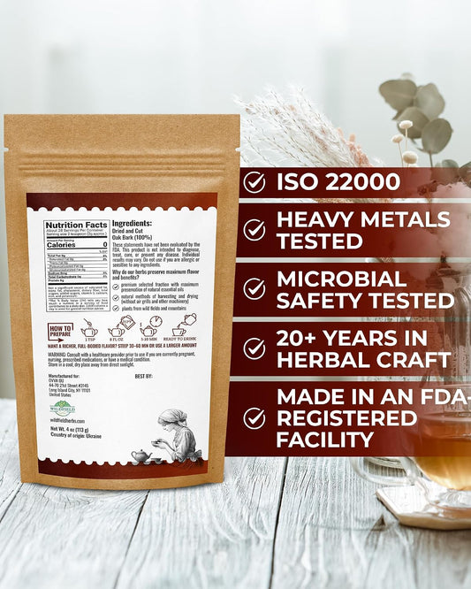 4 oz. Oak Bark Tea Tree Bark Herbs Сascara (Cortex Quercus) - 113g Herb Tea Corteza De Roble