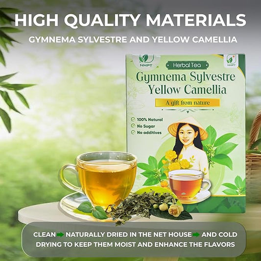 Nmpt Dried Gymnema Sylvestre Yellow Camellia Tea, Handpicked, 40 Sachets, Cold-Dried, Gluten-Free, No Added Sugar, Mild Sweet Flavor