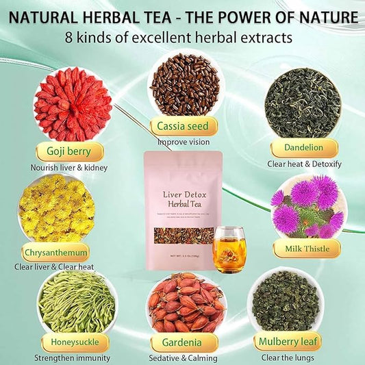 Liver Detox Herbal Tea, Dandelion Root Tea, Chrysanthemum Cassia Seed Goji BerryTea, Kidneys & Liver Health TeaWith Wolfberry, Cassia Seed, Milk Thistle