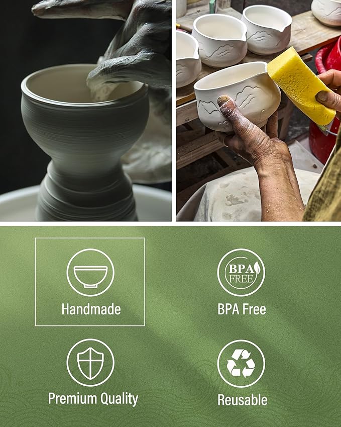 ZENS Matcha Whisk Set, 7pcs Matcha Set Includes Emerald Green Bowl and Matcha Cup, Bamboo Whisk & Scoop, Chasen Holder, 304 Sifter, Tea Mat, Matcha Kit for Latte Making