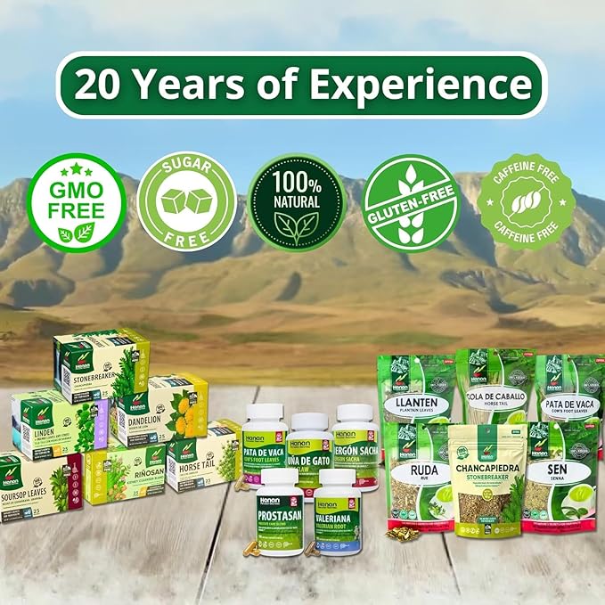 Hanan Dandelion Herbal Tea 50 Teabags (Diente de Leon) - Pack of 2 Box with 25 Tea Bags Each of All-Natural Dandelion Root and Leaf from Peru
