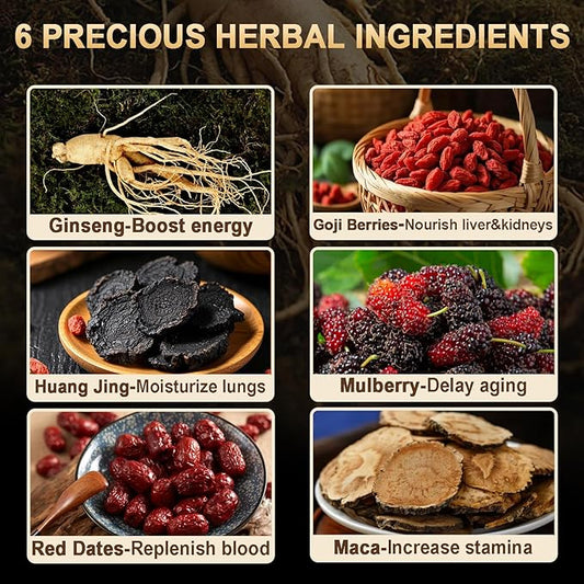 Tealth Ginseng Five Treasures Tea - Herbal Tea Formula 6 Precious Ingredients Formula Natural Organic Chinese Herbal Tea for Women & Men (1 Pack/30