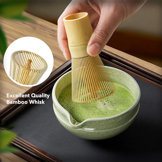 Matcha Whisk Set, Perfect Matcha Kit for Matcha Lovers Includes Ceramic Bowl, Bamboo Whisk, Holder, Scoop, Sifter & Cloth - 7 Pcs Matcha Kit