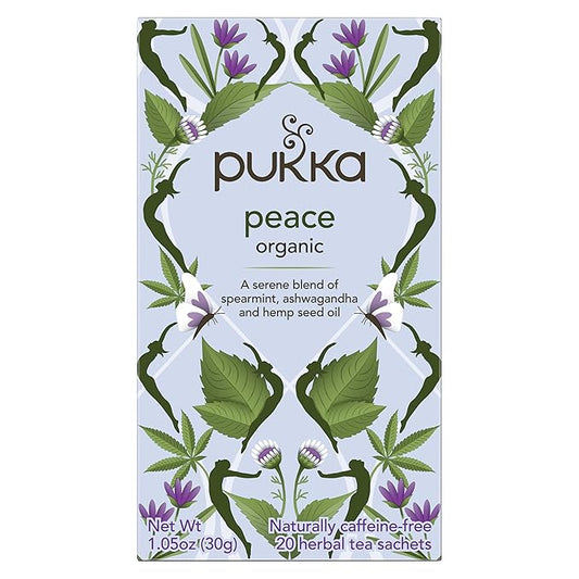 Pukka Organic Tea Bags, Spearmint, Ashwagandha, and Hemp Seed Oil, Peace Herbal Tea, 20 Count (Pack of 3)