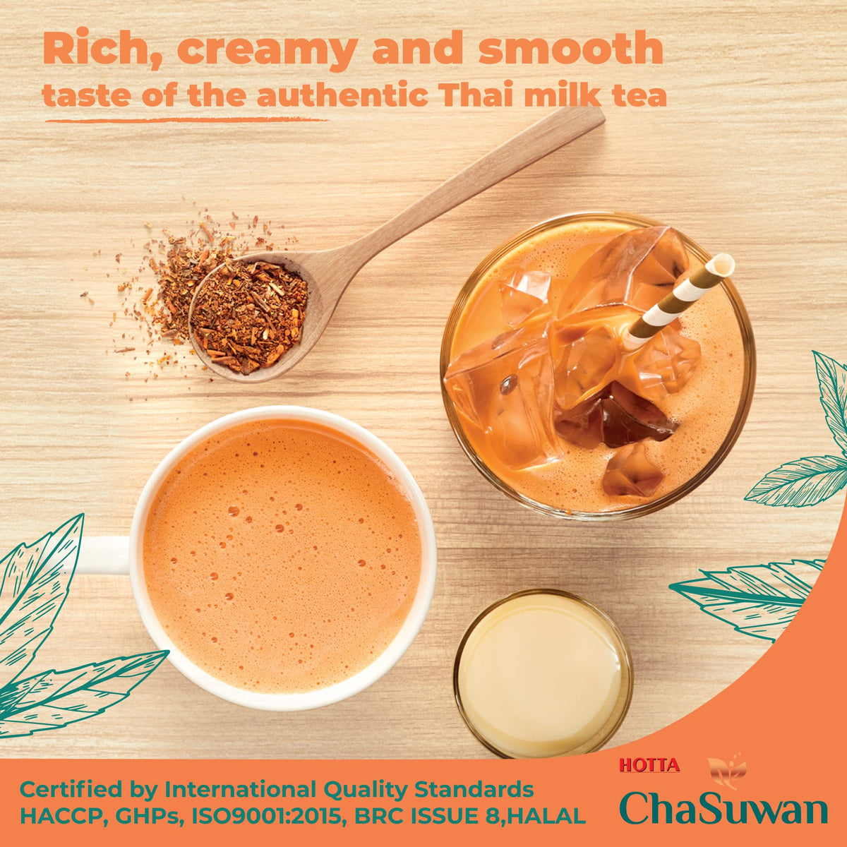 HOTTA ChaSuwan Instant Thai Milk Tea Mix – Authentic Black Tea from Thailand, Easy to Prepare for Iced & Hot Tea, Boba Drinks