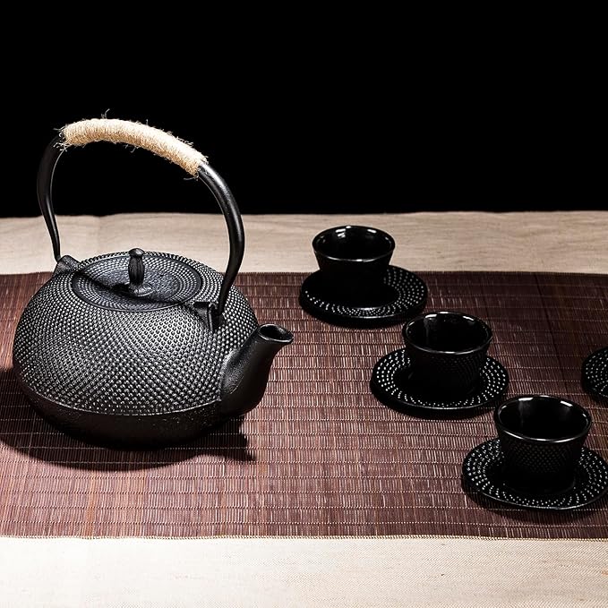 Big Cast Iron Teapot, Japanese Tetsubin Tea Kettle for Stovetop Safe, Cast Iron Tea Pot with Stainless Steel Infuser for Loose Tea and Enameled