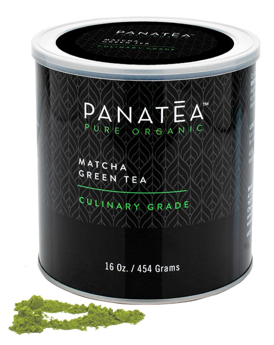 PANATEA Certified Organic Matcha Green Tea Powder | 1 LB 100% Pure Premium Culinary Grade Matcha | Lattes, Smoothies, Baking |16 Oz Tin