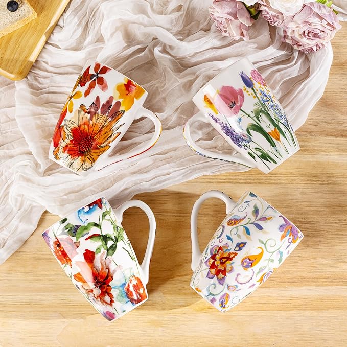 Gbhome Tea Mug with Infuser and Lid, 18 Ounce Large Ceramic Loose Leaf Cup, Microwave, Dishwasher Safe, Perfect for Tea Lovers
