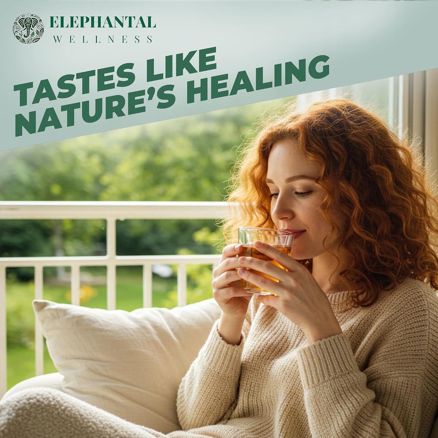 Elephantal Wellness Nerve Ease Herbal Tea | Botanical Blend with Chamomile, Passionflower, Lemon Balm, Valerian & St. John's Wort | Loose Leaf, Caffeine-Free, 2oz, 20 Servings