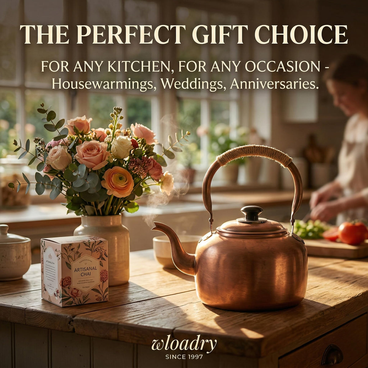 wloadry 3.2 QT Solid Copper Whistling Kettle | Large Capacity & Cool-Touch Handle