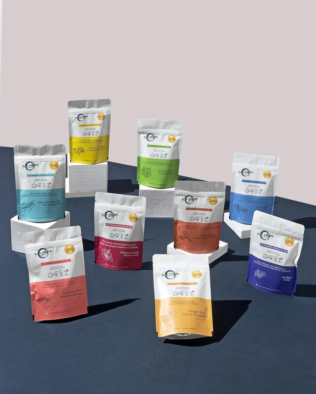 Blue Pepper Tea Infusion | Butterfly Pea Flower Blend with Ginger, Tulsi (Holy Basil), Amla (Indian Gooseberry) & Cardamom | Caffeine-Free Natural Beverage | 60g