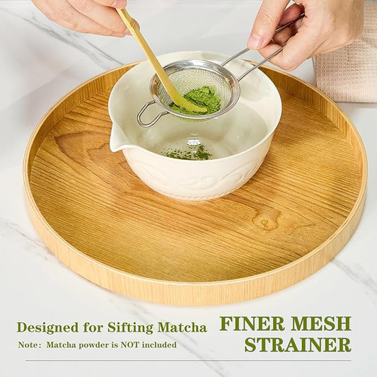 Matcha Whisk Set, Ceramic Matcha Set Kit, 7 Pcs Includes Bowl, Whisk and Holder, Bamboo Scoop, Scoop Rest, Strainer and Tea Towel (Freedom White)