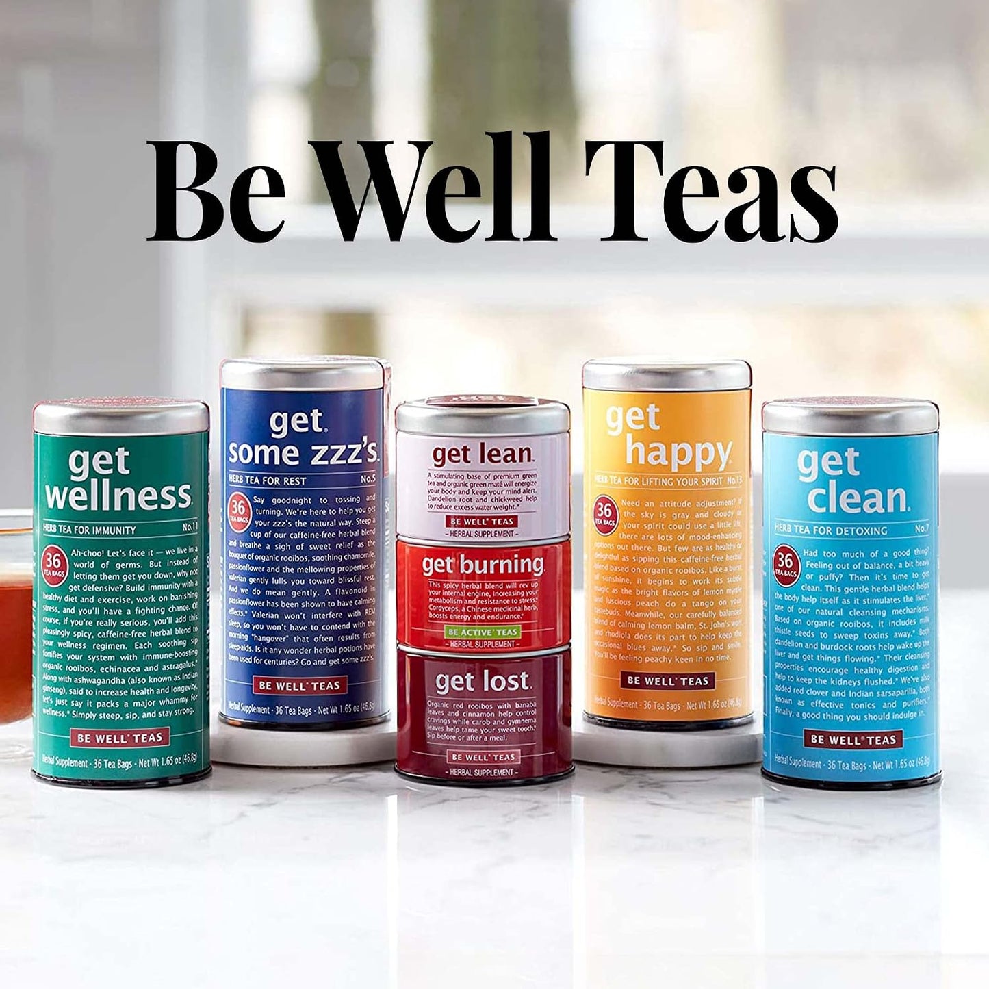 The Republic of Tea Be Well Get Burning Green Rooibos Herbal Tea, 36 Count | Caffeine Free. Suitable for day or evening sipping. Mellow and rounded with notes of warming ginger and baking spice.