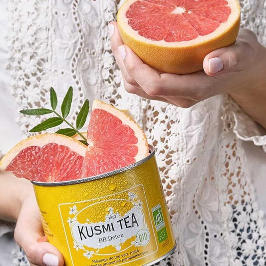 Kusmi Tea - BB Detox + Blue Detox - Iconic Detox Tea - Organic Tea - Blend of Green Tea, Mate & Fruits - Organic Flavored Yerba Mate Tea - Loose Leaf Tea - 2 Tin Boxes of 3.5 oz