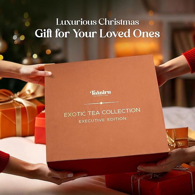 Teaniru, Exotic Collection-Christmas Gift Box | Holiday Flavored Teas, Moringa Soup, Strawberry Matcha Latte, Spiced Masala Chai, Assorted Loose Leaf Teas, Holy Basil Tea & Matcha, Thanks Giving