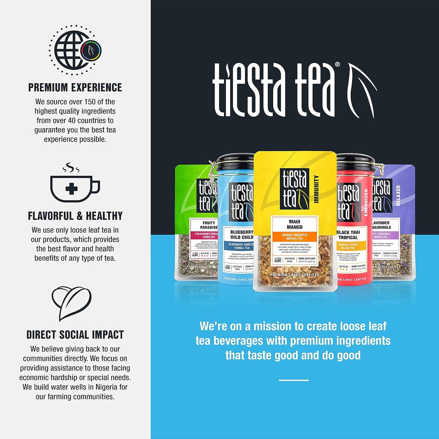 Tiesta Tea - Yerba Mate, Loose Leaf, Traditional Green Maté Tea | Premium High Caffeinated Blend, Make Hot or Iced, Brews Up to 200 Cups, Rich Flavors, 12oz Resealable Bulk Pouch