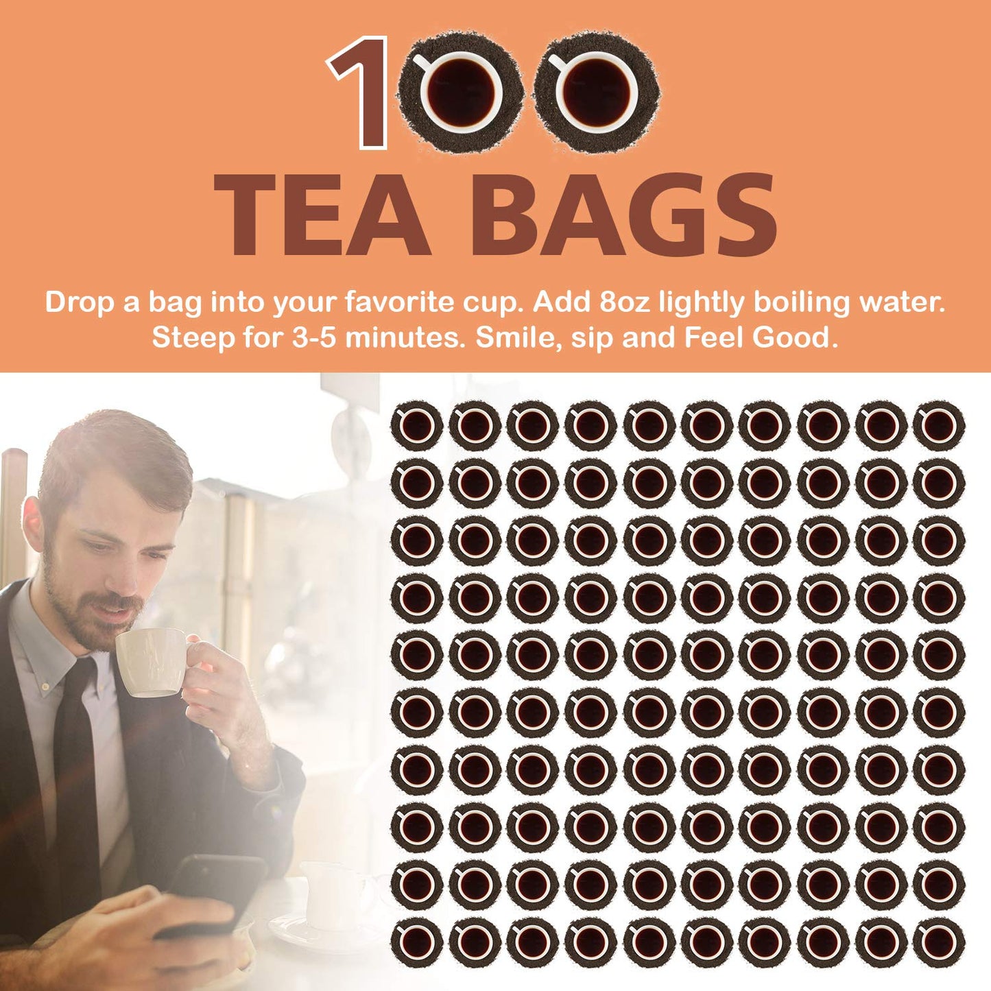 Secrets of Tea English Breakfast Ceylon Black Tea, 100 Ct