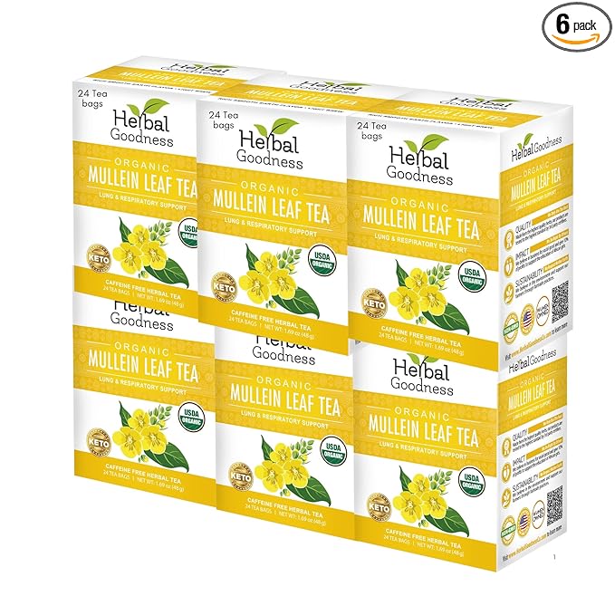 Mullein Leaf Tea - Organic Mullein Tea Bags For Lungs, Respiratory Health, Digestive System, Immune