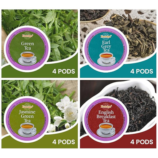 Eastsign Tea K Cups, 16-Count Tea Variety Pack, 4 Flavors K Cup Tea Pods English Breakfast, Jasmine, Earl Grey, Green Tea, Gifts for Christmas