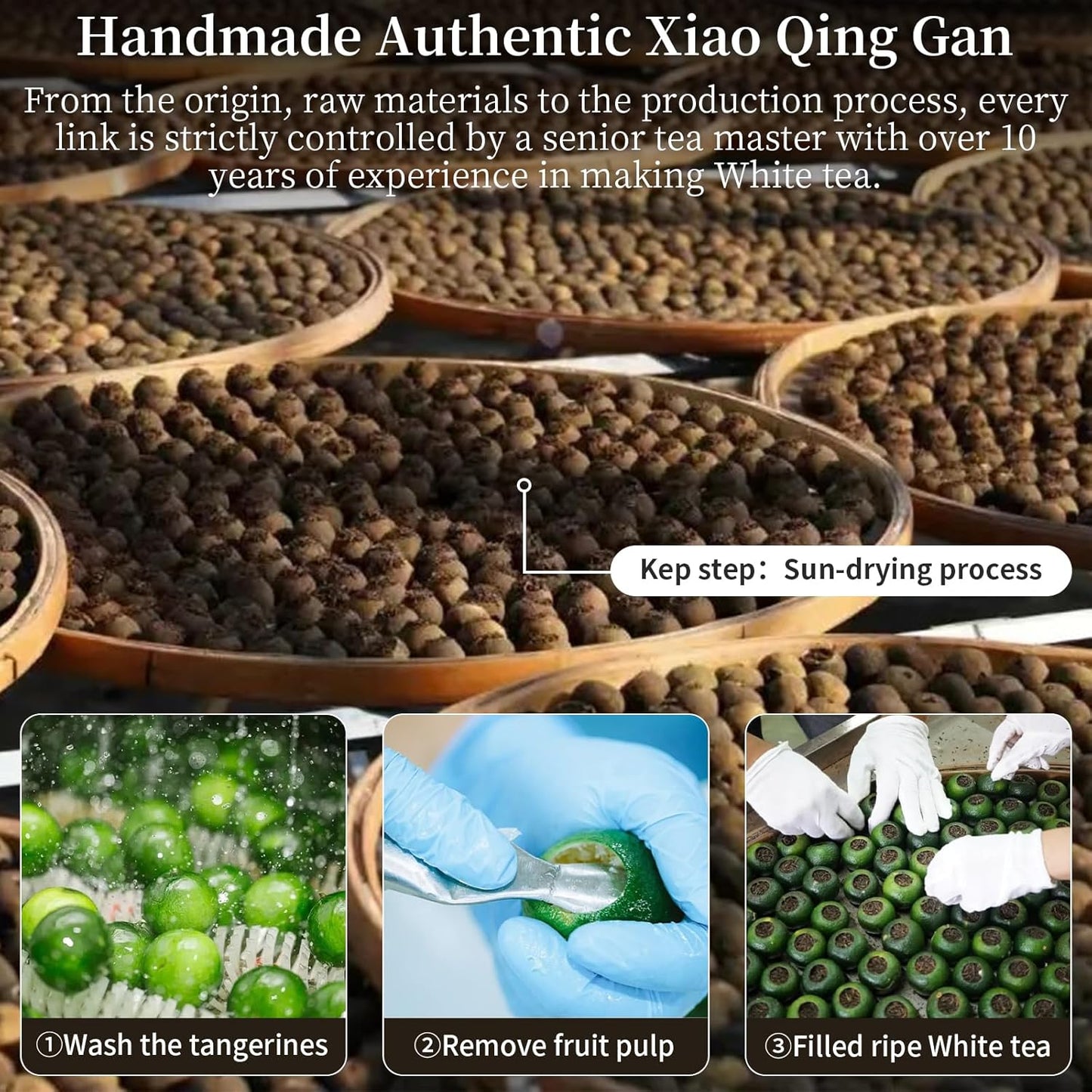 XIXICHA Premium Tangerine Peel White Tea 9.87oz(280g) Xiao Qing Gan Xinhui ChenPi White Citrus Tea Fuding White Tea Green Orange Peel 白茶 白茶小青柑 广东新会小青柑 福鼎白茶