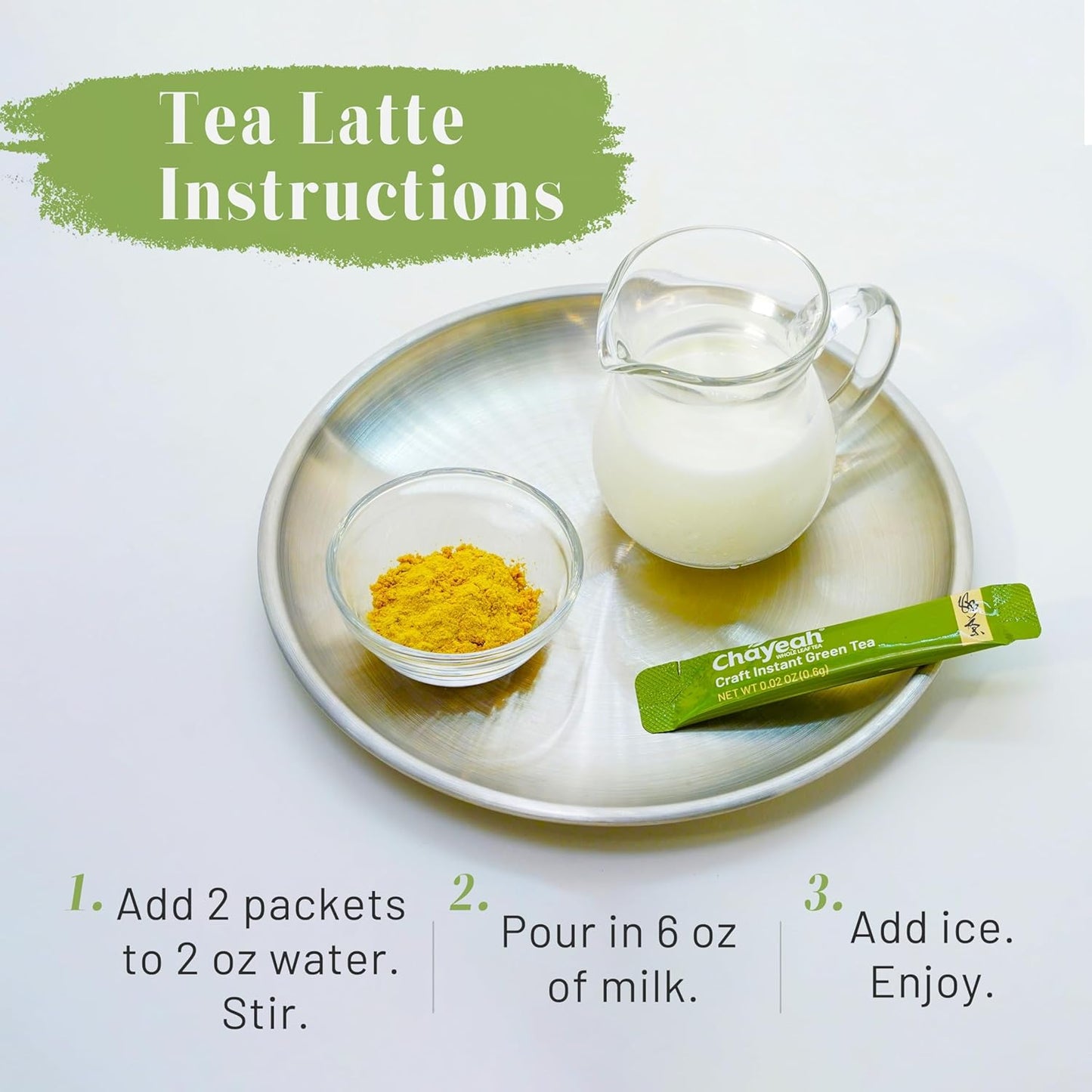 CHAYEAH, Craft Instant Green Tea, Quick Brew Tea Crystals, No Sugar, Natural Caffeine, Hot or Cold (25 Packets)