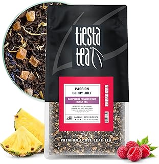 Tiesta Tea - Passion Berry Jolt, Loose Leaf, Raspberry Passion Fruit Black Tea, Premium Blend, Caffeinated Black, Make Hot or Iced Brews Up to 200 Cups, 16oz Resealable Bulk Pouch