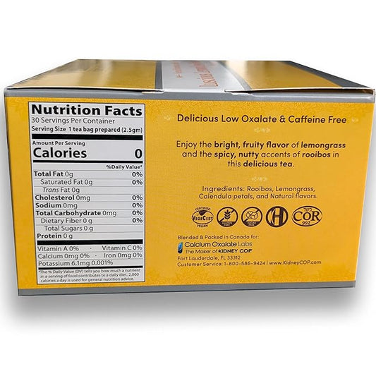 Veloxa™ Very Low Oxalate Tea (90 Pyramid Tea Bags (3 Cartons), Luscious Lemon Low Oxalate Rooibos)