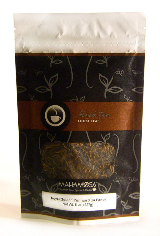 Mahamosa China Black Tea Loose Leaf (Looseleaf) - Royal Golden Yunnan Extra Fancy Supreme Long Leaf 8 oz