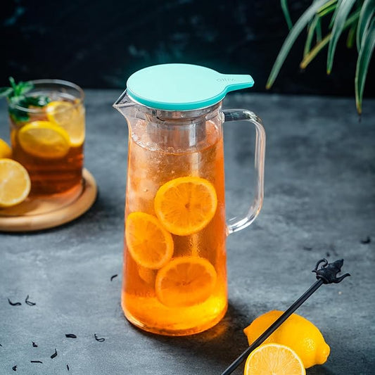 1.5L Fruit Infuser Water Pitcher-In Tea Infuser & Stainless Steel Candle Warmer Base - 500ml, Premium Gift Set for Tea Lovers, Perfect for Brewing and Keeping Tea Warm (1500ml)