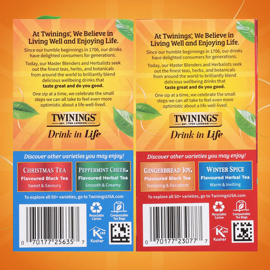 Twinings Holiday Sweet & Spicy Tea Variety 2-Pack, 20 Count Ea