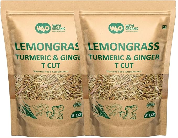 Lemongrass Loose Leaf Herbal Tea with Benefits of Turmeric and Ginger, Caffeine Free, 224g (8-ounce)