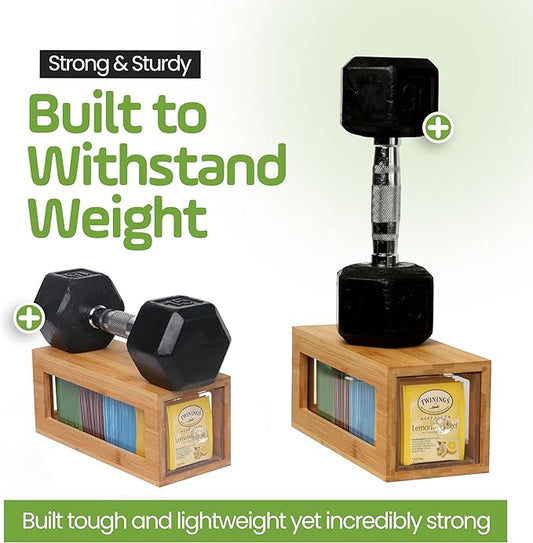 Bamboo and Acrylic Drawer Tea Bag Holder- Durable & Elegant Tea Bag Storage Holder for Kitchen Countertop, Space-Saving Tea Drawer Organizer