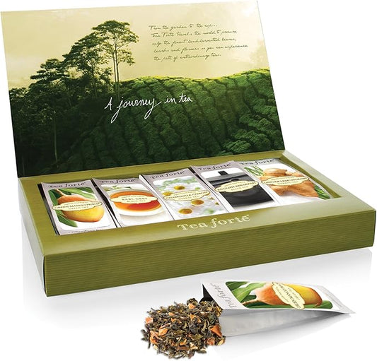 Tea Forte Single Steeps Loose Leaf Tea Sampler, Assorted Variety Tea Box, 15 Single Serve Pouches (Assorted - Tea Tasting)