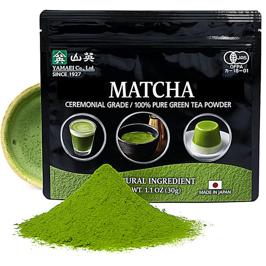 YAMAEI, Matcha Powder, Ceremonial Grade, 30g, Japanese Green Tea, First Harvest, Use for Drinking, Latte