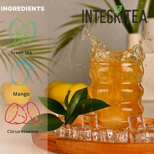 IntegriTEA Green Mango Flavored Green Tea, 6 Organic Unsweetened Iced Tea Bags, 6 Gallons, Hot or Cold Brew, Fairly & Sustainably Sourced