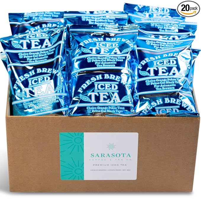 Sarasota Tea, 3.5 Gallon Tea Bags, Gourmet Black Orange Pekoe Iced Tea Packs, (20 Count)